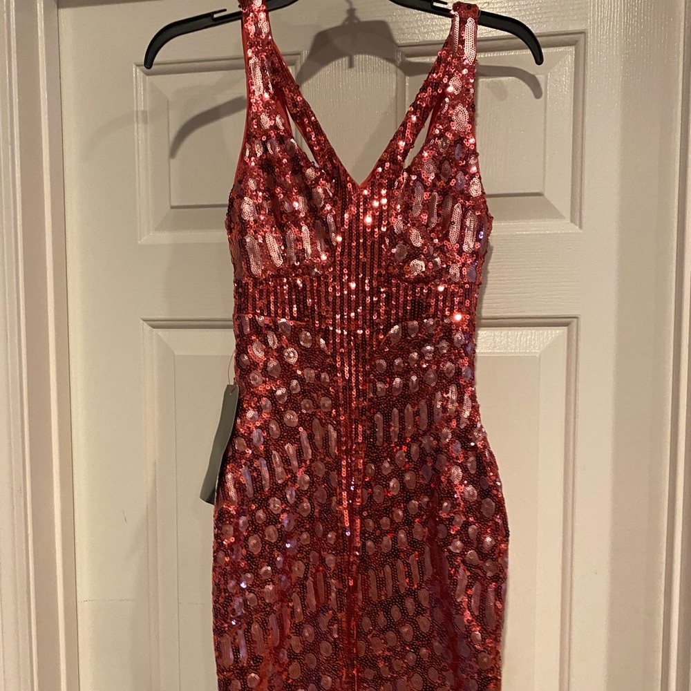 Bebe Sequin Rose Gold/Pink  Size XS